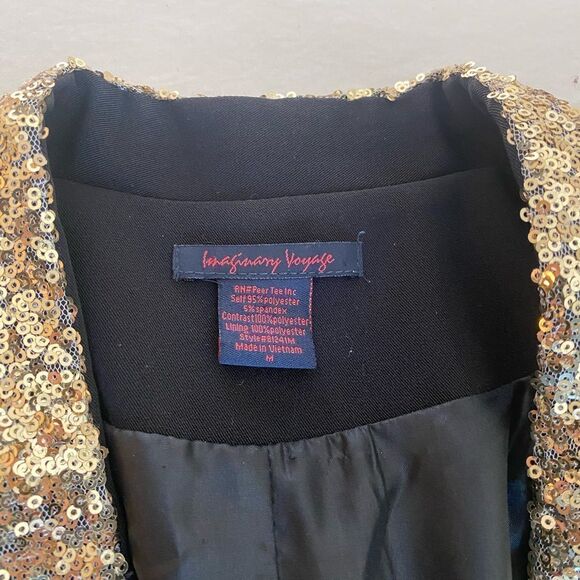 Imaginary Voyage S/M 4-6 blazer jacket with tiny gold sequins on lapel - Picture 8 of 10